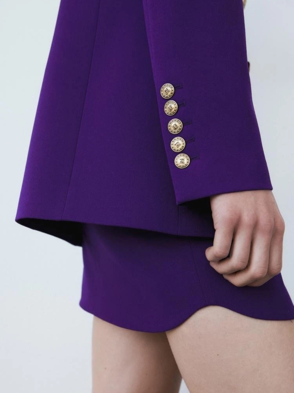 ZARA Purple Double-Breasted Blazer Gold Buttons Sz XS - Picture 8 of 14